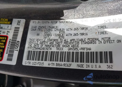 2016 Toyota Tacoma Trd Off Road из США, поврежденный, VIN 5TFCZ5AN4GX019274